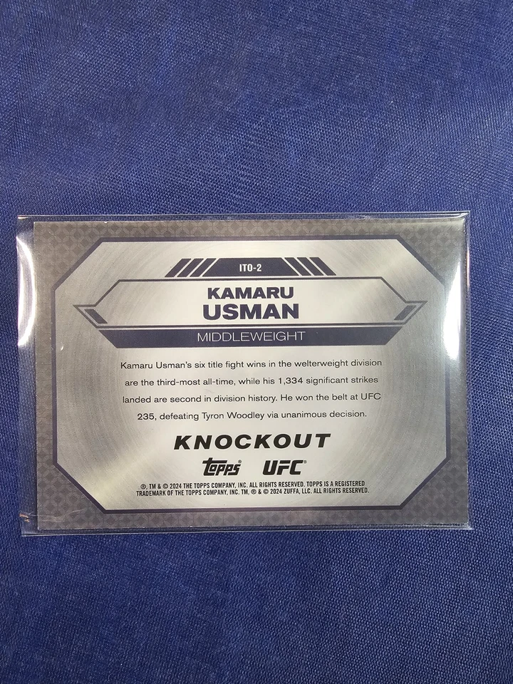 2024 Topps UFC Knockout Kamaru Usman Inside the Octagon Green /5 ITO-2 - Image 4 of 4