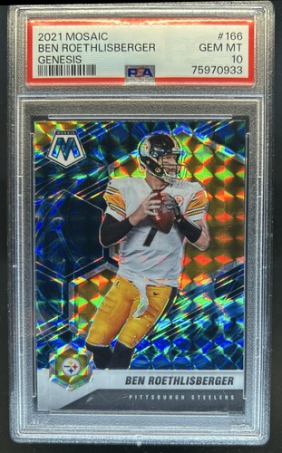 2021 Panini Mosaic Ben Roethlisberger Prizm Genesis #166 Steelers PSA 10