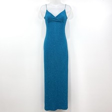 VTG Y2K City Triangles Dress S Blue Glitter Babydoll Fairy Prom Formal Romantic