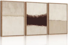 Large Abstract Framed Canvas Wall Art Set, Modern Neutral Wall Decor, Minimal...