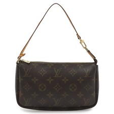 LOUIS VUITTON Monogram Canvas Pochette Accessoires M51980 Brown Clutch Used Auth