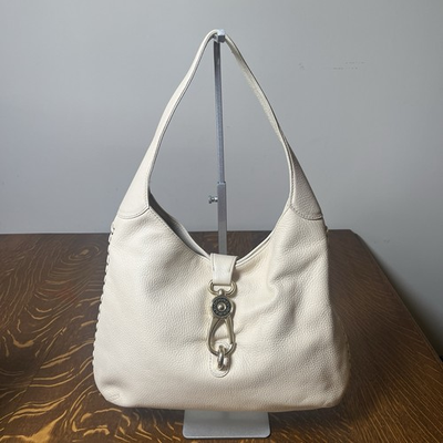 #ad Dooney Bourke Women#x27;s Belvidere Cream Hobo With Braided Details amp; Monogram Lock $90.00