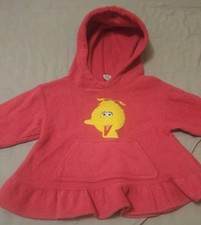 Vintage 90s Sesame Street Big Bird Fleece Hoodie Toddler Baby 18 Months Pink