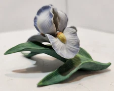 Vtg Home Interiors And Gifts Iris And Cattleya Porcelain Figurine Blue Green