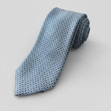 M S Silver Blue Textured Silk Tie Men's Classic NWOT