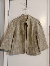 Coldwater Creek Beige Jacquard Cotton Blazer Jacket Size P8