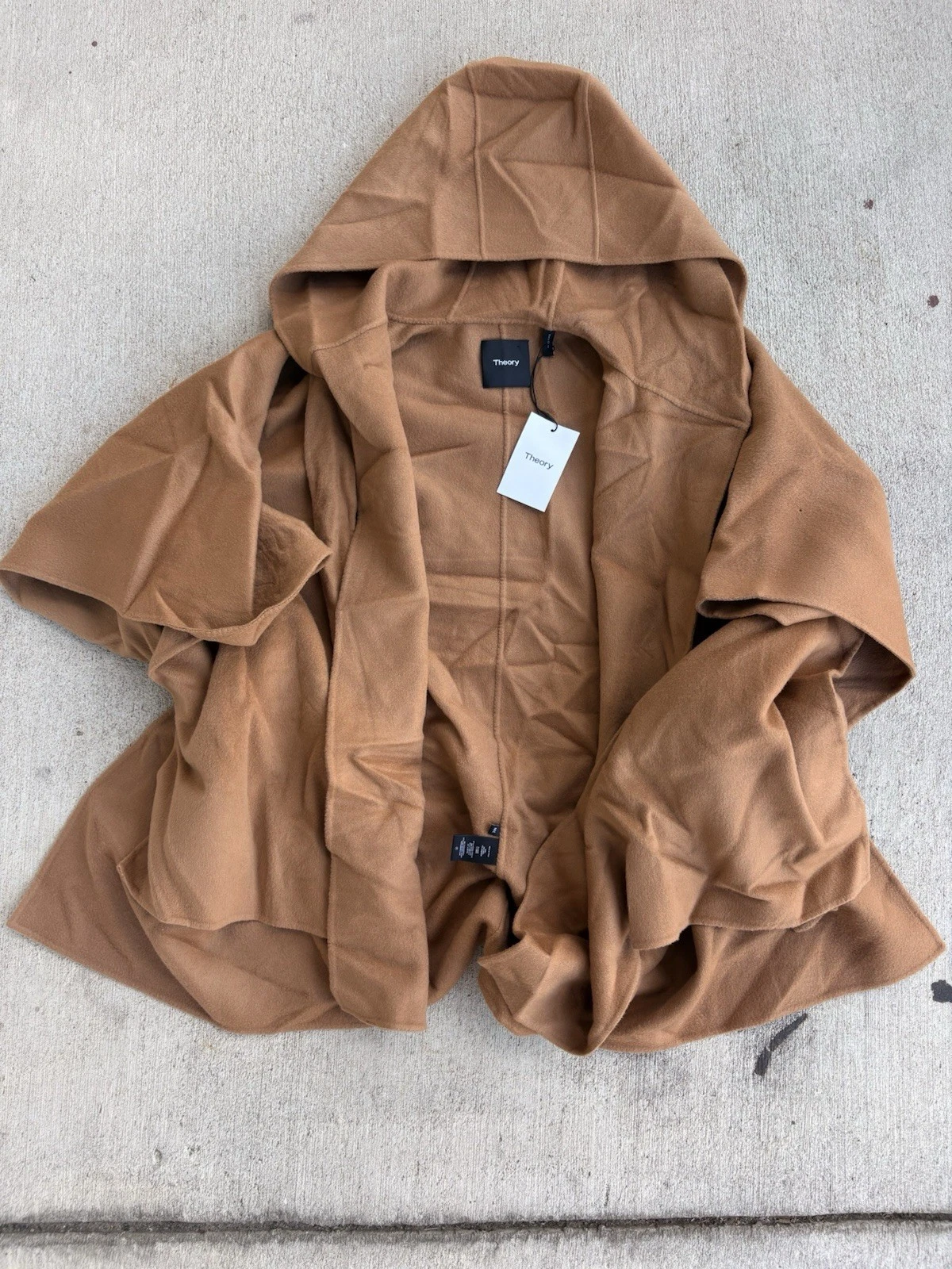 Theory Hooded Divide Wool Cashmere Poncho Jacket MSRP $895