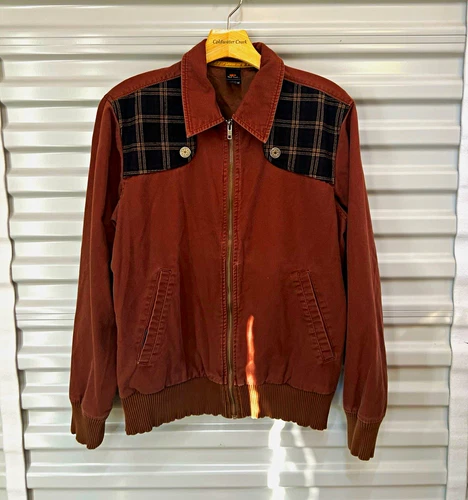 Paul Frank Men's Brown Plaid Bomber Jacket Full Zip Pockets Cotton Blend M - product listing photo