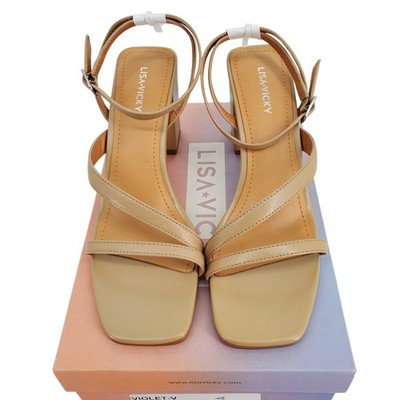 Lisa Vicky Womens Size 9M Violet-V Ankle Strap Sandal Tan Camel Sheep NP New