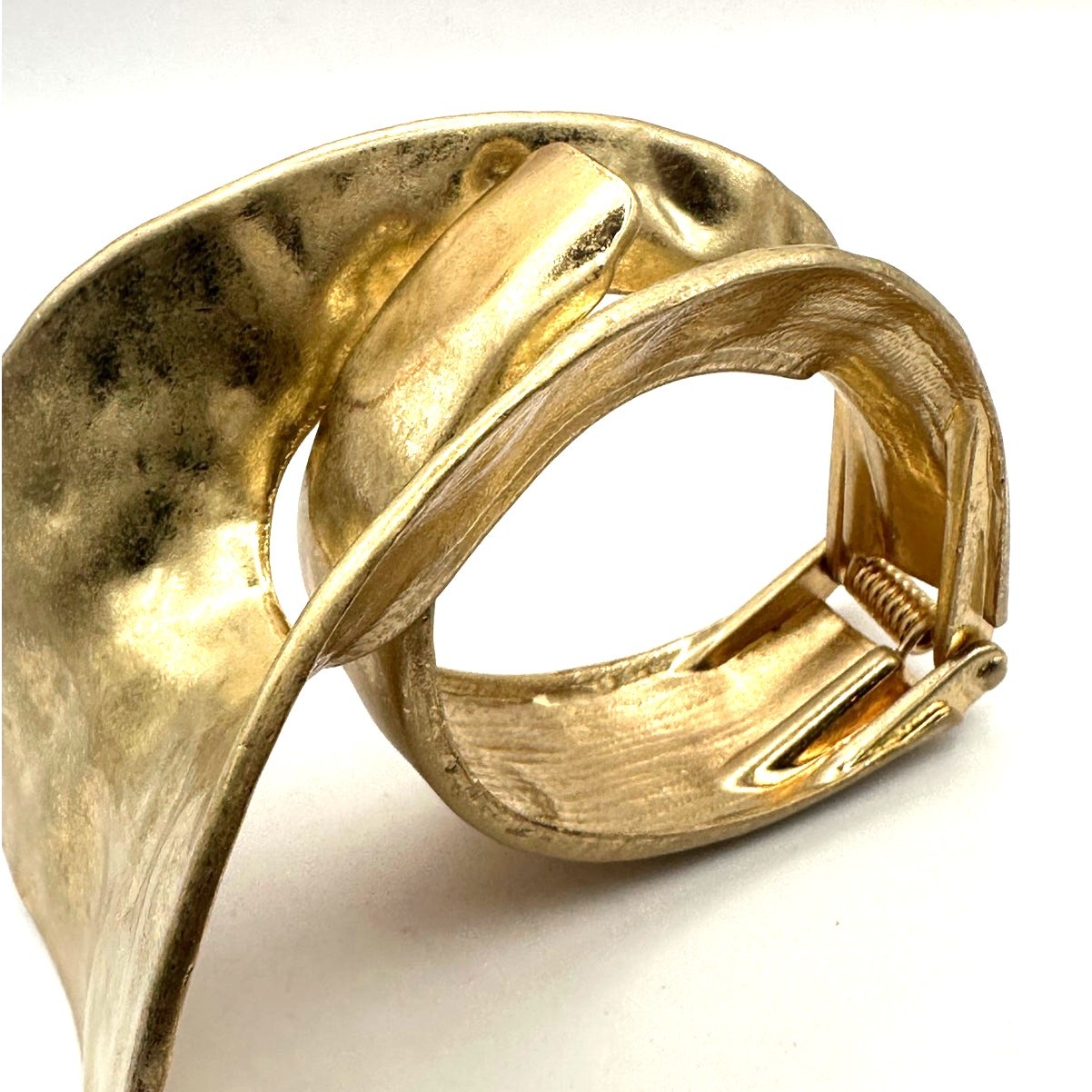 Oversized Statement Hinged Bracelet Gold tone Jew… - image 1