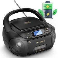 CD Cassette Player Combo, Rechargeable Boombox with Bluetooth 5.1, Tape Recor...