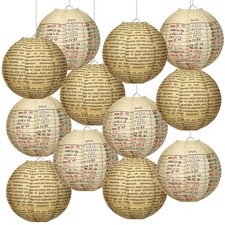 12 Pcs Vintage Book Hanging Paper Lanterns Party Decorations, 8 Inch Round Pa...
