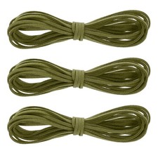 3Pcs Faux Suede Leather String 4.4 Yards 3mm Flat Suede Cord Army Green