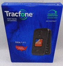 TracFone TCL Flip 2 Prepaid Phone 8GB Black Locked Brand New Sealed Box 