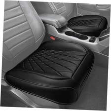 CAR PASS 2 Pack Leather Front Car Seat Covers, Two Pieces Bottom All Black