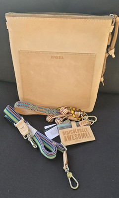Consuela Beige Crossbody Bag Zip Closure, Detachable Adjustable Strap, Pockets