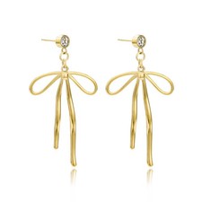 Bow Earrings for Women Gold Ribbon Earrings Gold Plated Stainless Steel Bow Earr