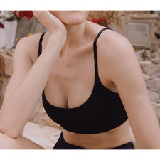 NWT Andie Women's The Maui Bikini Swim Smooth Top Flat Black Size M