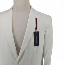 Tommy Hilfiger Men's Modern-Fit 100% Linen Sport Coat Blazer Jacket White 36 R