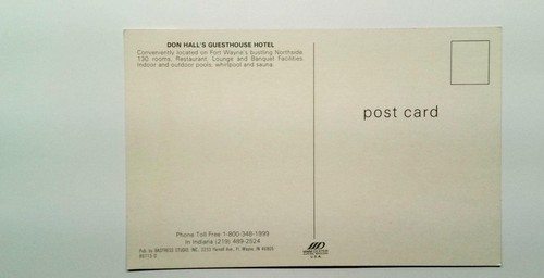 Don Hall's Guesthouse Hotel Fort Wayne IN Photochrome Postcard Pool - Picture 2 of 2