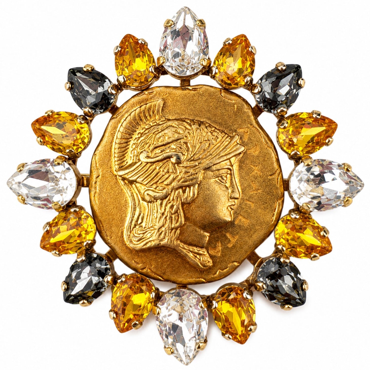 DOLCE & GABBANA ARCHAGETA Antique Greek Coin Crystal Brooch Clip
