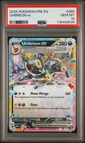 2025 Pokemon Prismatic Evolutions Umbreon Ex Surprise Box #060 PSA 10