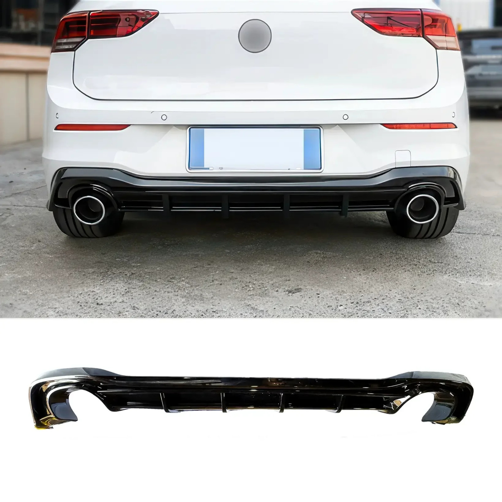 Diffuseur Sport pour VW Golf 8 GTI en plastique ABS noir brillant