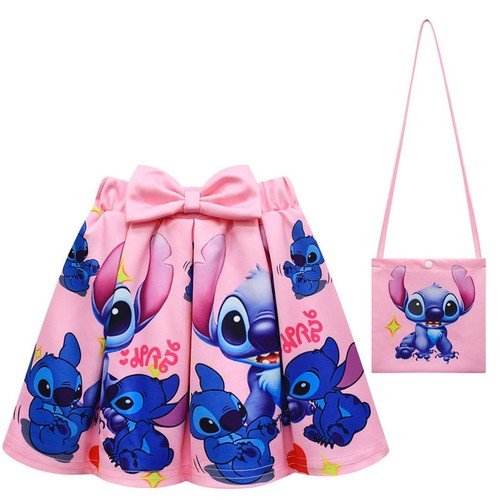 Conjunto de faldas plisadas para niños Lindo conjunto de camiseta vestido estampado de puntada lilo niñas - Imagen 31 de 33