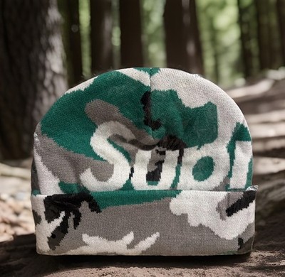 🔥Supreme Camo Big Logo Beanie| Green Camo| Size OS |BRAND NEW BIG