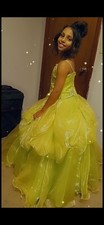Yellow Formal Flower Girl Dress with Embellished Bodice and Layered Skirt