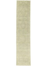 2'7X11'9 Handmade Distressed Floral Transitional Runner Rug Oriental Carpet
