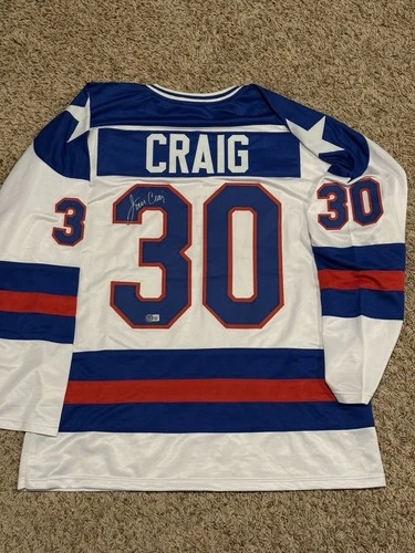 JIM CRAIG 1980 USA Olympic Hockey Team SIGNED Hockey Jersey XL Beckett COA