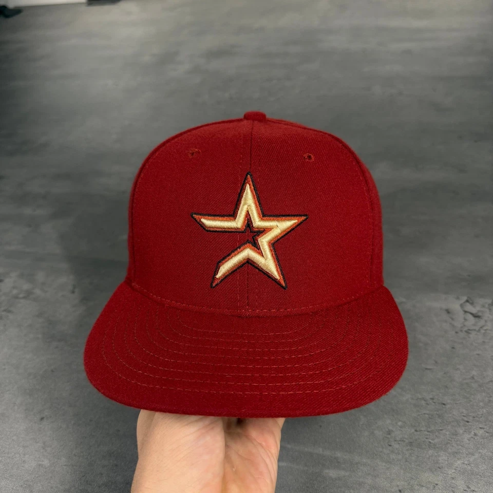 Vintage Houston Astros Hat New Era Cap 6 7/8 USA Made Brick Dark Red 2000s Y2K - Image 2 of 4