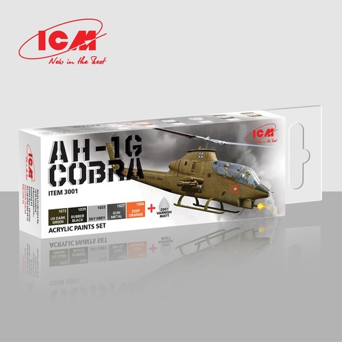 ICM 3001 Acrilyc paint set for AH-1G Cobra early production US Attack Helicopter - Picture 15 of 21