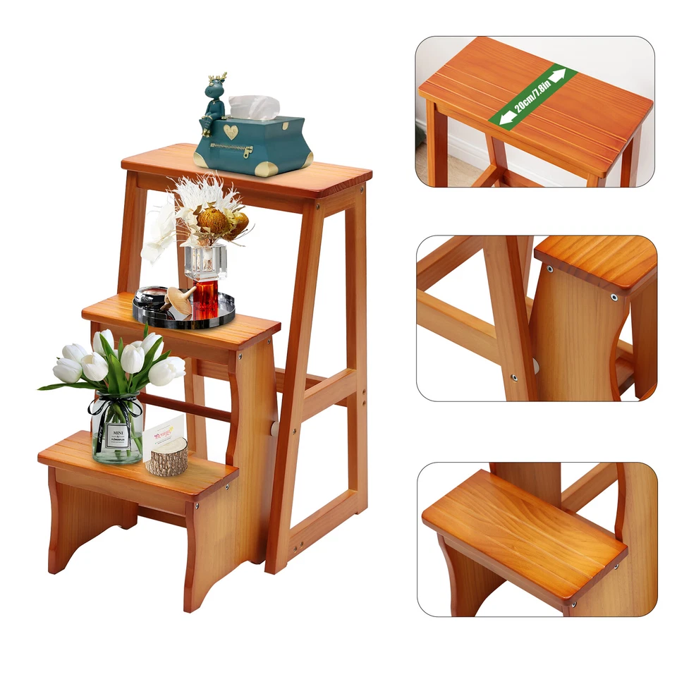 3-Step Folding Library Ladder Chair, Portable Multifunctional Step Stool - Image 2 of 4