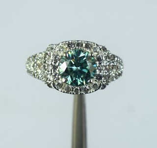 3.51 Ct Blue Diamond Solitaire Round Brilliant Cut Certified Ring Free Delivery