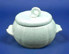 Hoenig of California seafoam Green Ceramic Pottery Gourd Pumpkin Crock with Lid