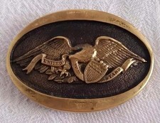 Vintage American Eagle Belt Buckle Wings Spread 1970s Solid Brass USA Rockabilly