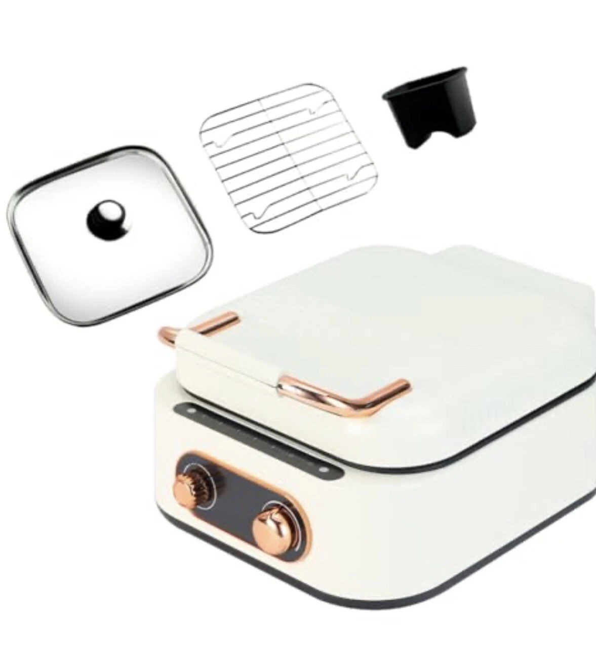 Electric Smokeless Grill Hot Pot, 2.5L Portable Nonstick Multicooker 1800W