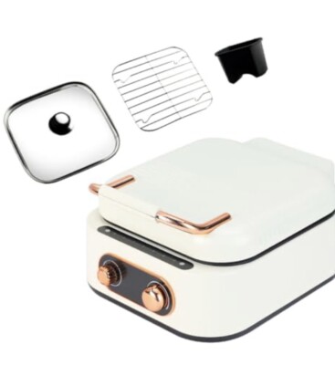 Electric Smokeless Grill Hot Pot, 2.5L Portable Nonstick Multicooker 1800W