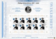 Numisblatt 1997-1; Philipp Melanchthon; 10 DM Silber-Münze + BriefmarkenKlBg