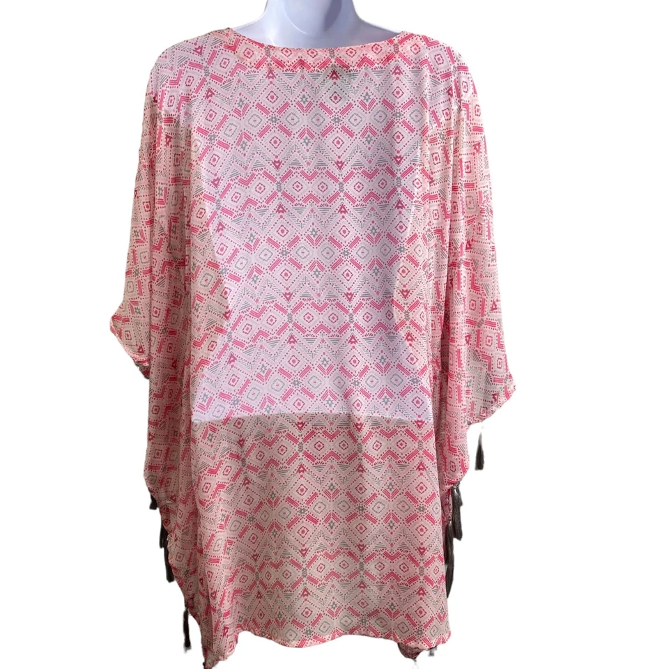 Poncho para mujer Letarte con flecos talla XS de gran tamaño boho ligero Riviera francesa Foto 2 de 4