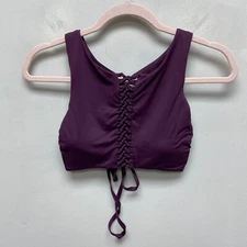 Sunseeker Womens Purple Cut Out Tie Back Padded Swimsuit Bikini Bra Top 6