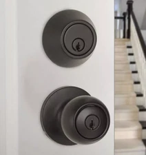 Amazon Basics Entry Door Knob Lock And Deadbolt Coastal Matte Black