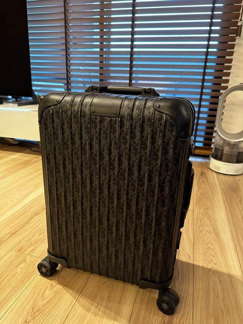 DIOR AND RIMOWA Carry-On Luggage Black Dior Oblique Aluminum