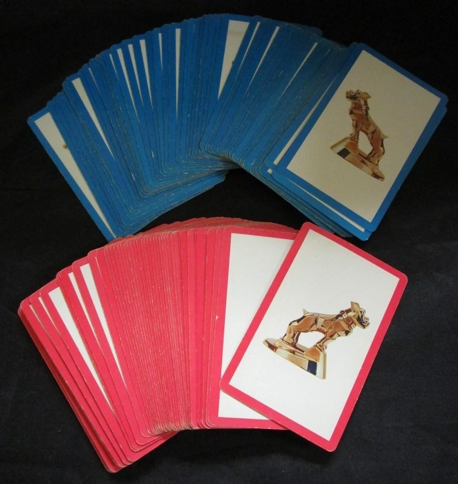 Juego de baraja de cartas publicitarias vintage Mack Trucks Bulldog rojo y azul con estuche Foto 2 de 3