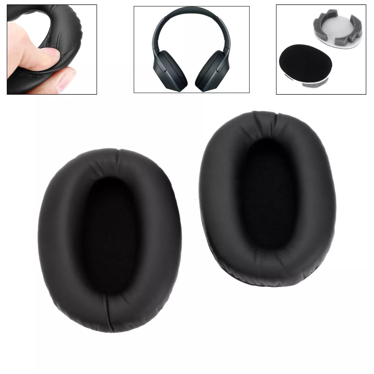 1 Pair Black Ear Pads Fit for Sony MDR-1000X WH-1000XM2 Headphones