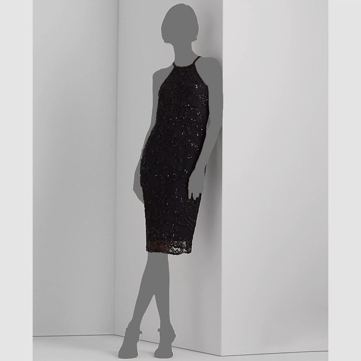ralph lauren black halter dress Ralph Lauren Satin Charmeuse Cocktail Halter Dress In Black - 48% Off
