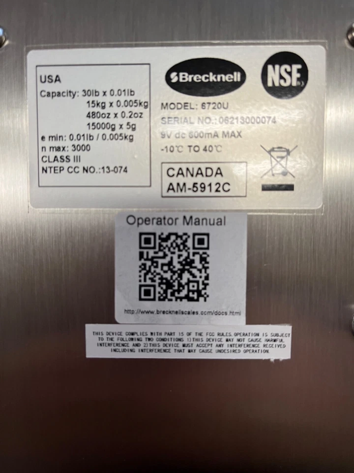 NEW Brecknell 6720U POS Scale Internal & External Display-30 lb Capacity NSF NEW - Image 2 of 4