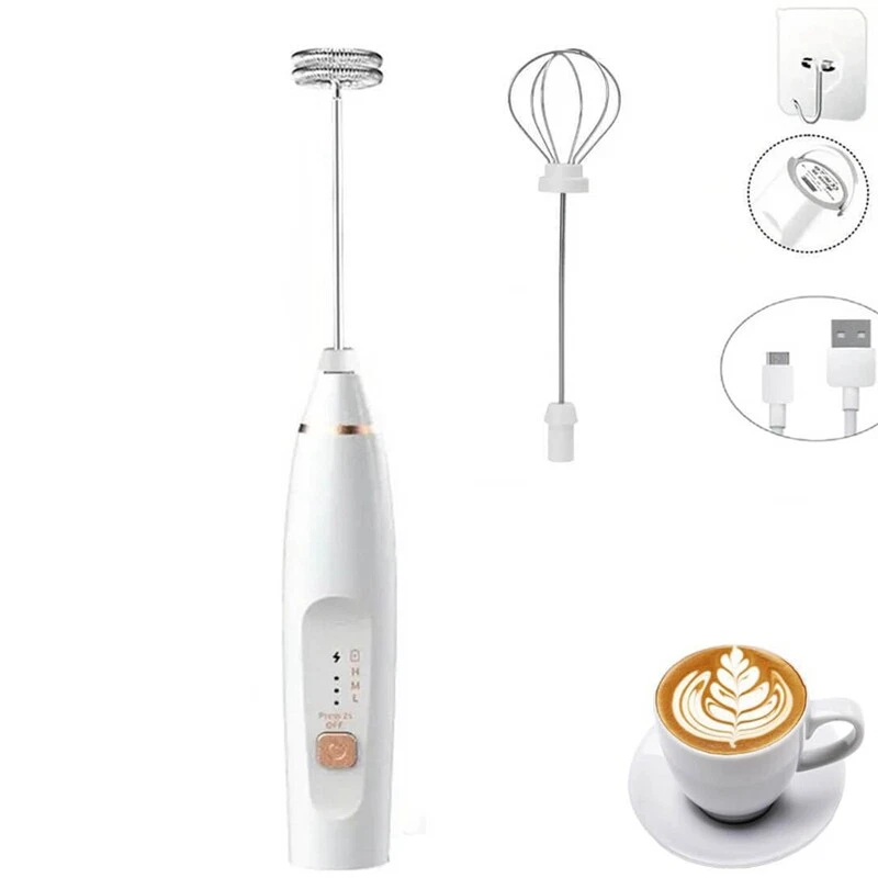 Milk Frother Mixer Rechargeable Handheld for Coffee with 2 Whisks,USB4334